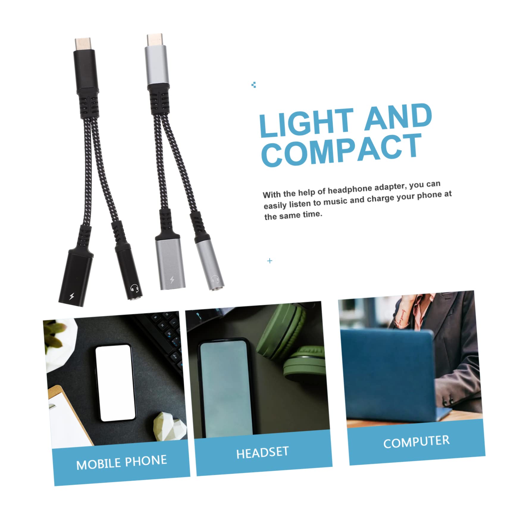 Uonlytech 3pezzi Adattatore Usb c Caricatore e Jack Audio c Compatibile Smartphone e e Materiali Cuffie e