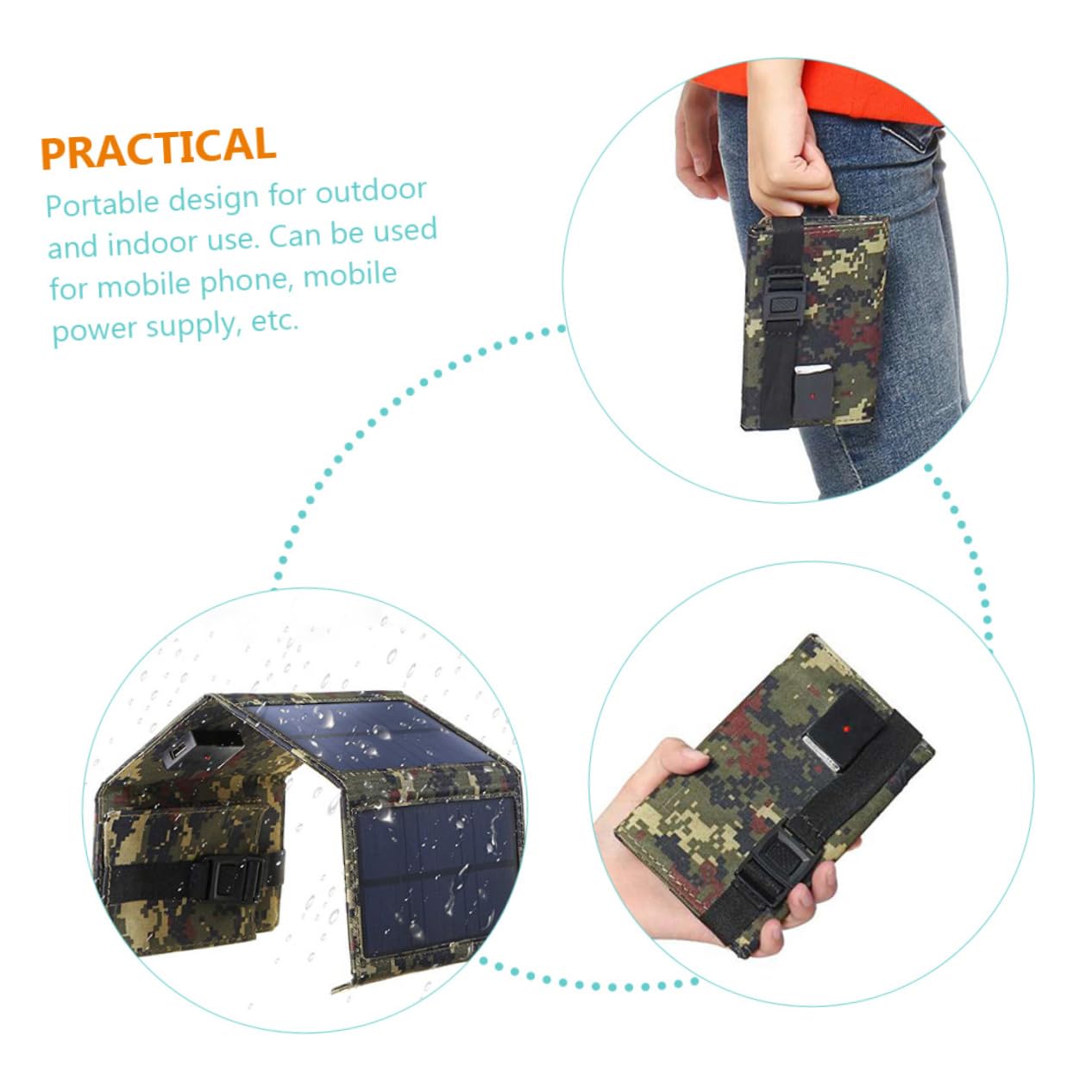 Cargador Solar Portátil Resistente al Agua con Panel Plegable USB para Móviles Tabletas y Dispositivos al Aire para Camping y Emergencias