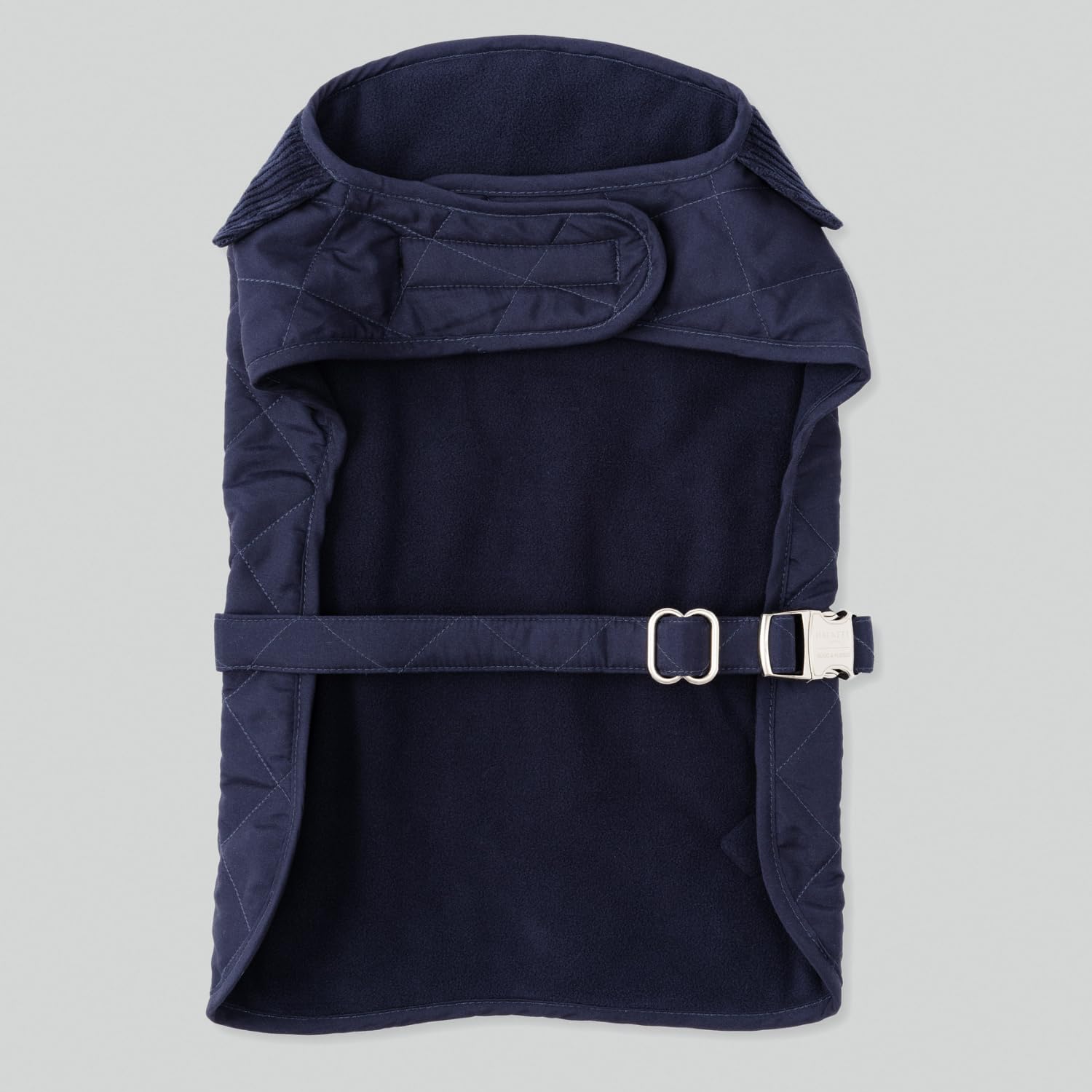 HUGO & HUDSON x HACKETT Quilted Dog Jacket Warm Winter Coat with Corduroy Collar, Navy XS25 - Image 4