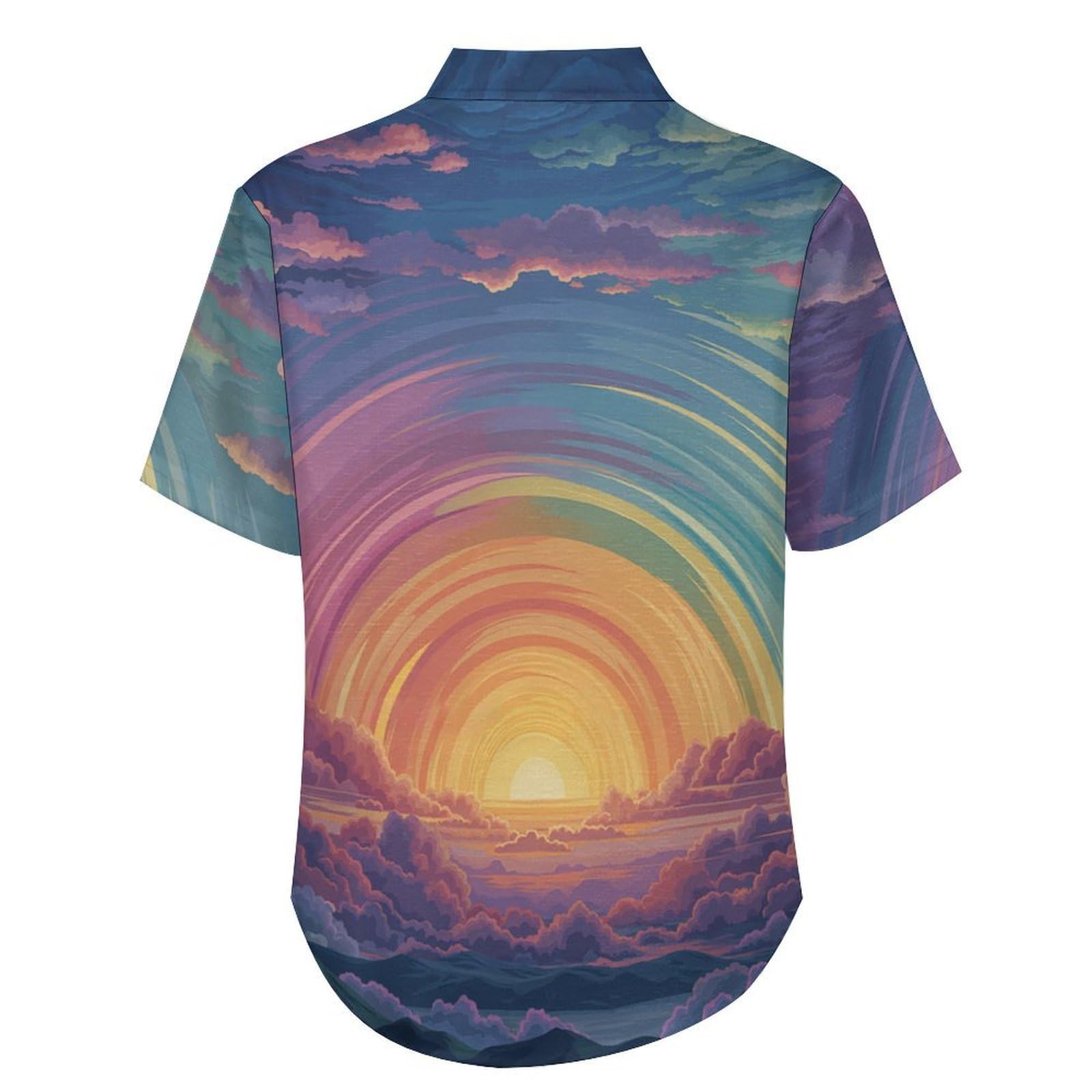 Camicie a Maniche Corte da Uomo - Camicie da Spiaggia con Stampa Cielo Arcobaleno Arte retrò, Funky Estiva Cool Camicia Hawaiana Monopetto Camicia S-7XL