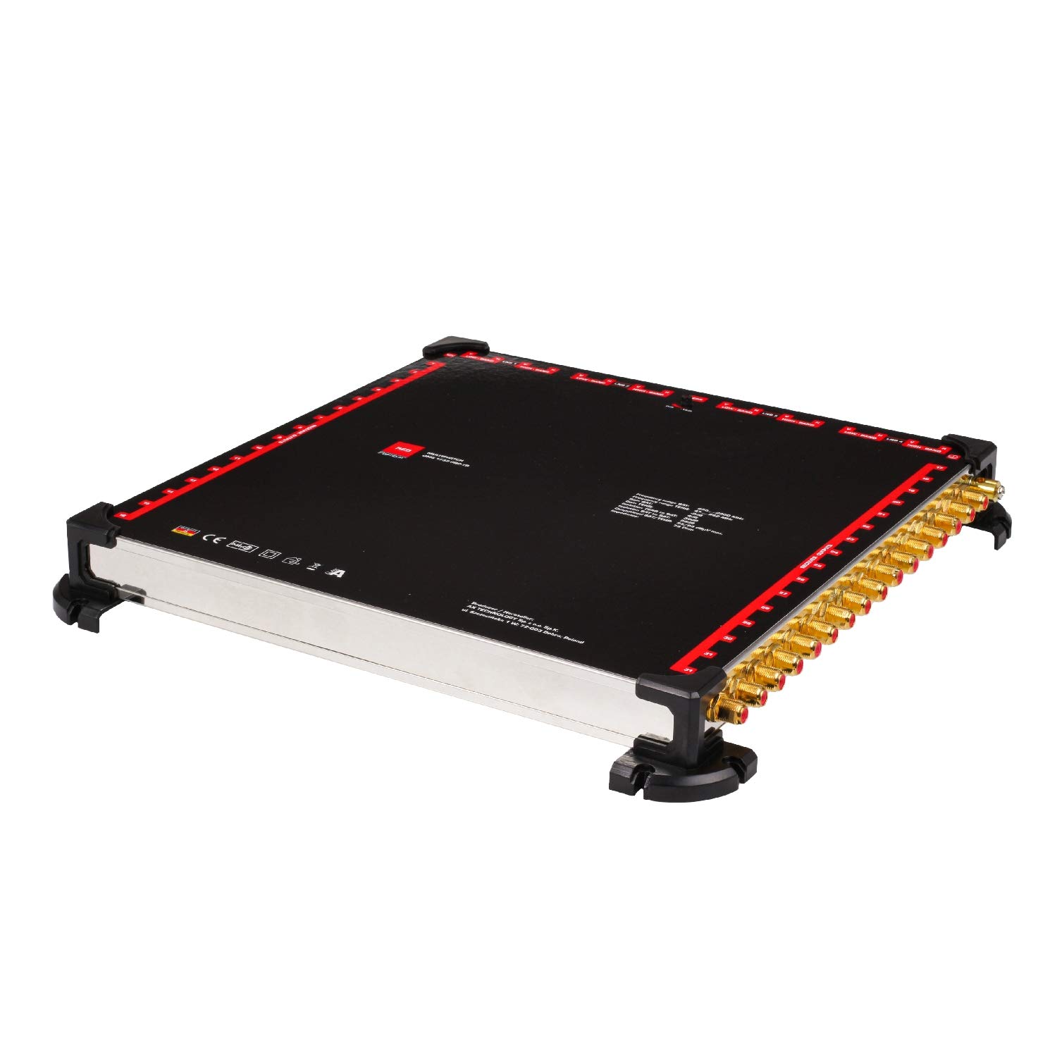 RED OPTICUM OMS 17/32 PRO TR Sat Multischalter 32 Teilnehmer - Sat Verteiler 4 Satelliten an bis zu 32 Teilnehmer mit vergoldeten Kontakten - 3D UHD 4K Ready - Multiswitch Quattro LNB geeignet