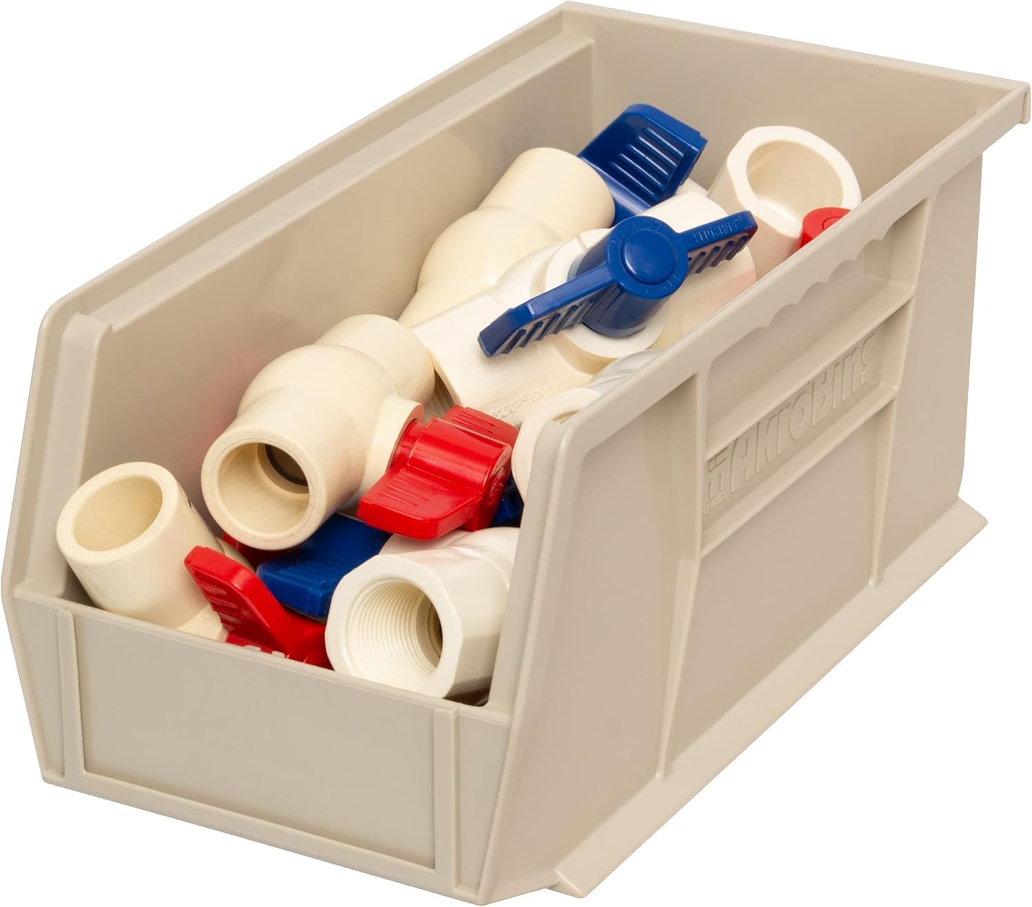 Akro-Mils 30230 AkroBins plastikowy wiszący organizer do przechowywania jeden na drugim, 28 x 13 cm x 13 cm, kamień, 12 sztuk