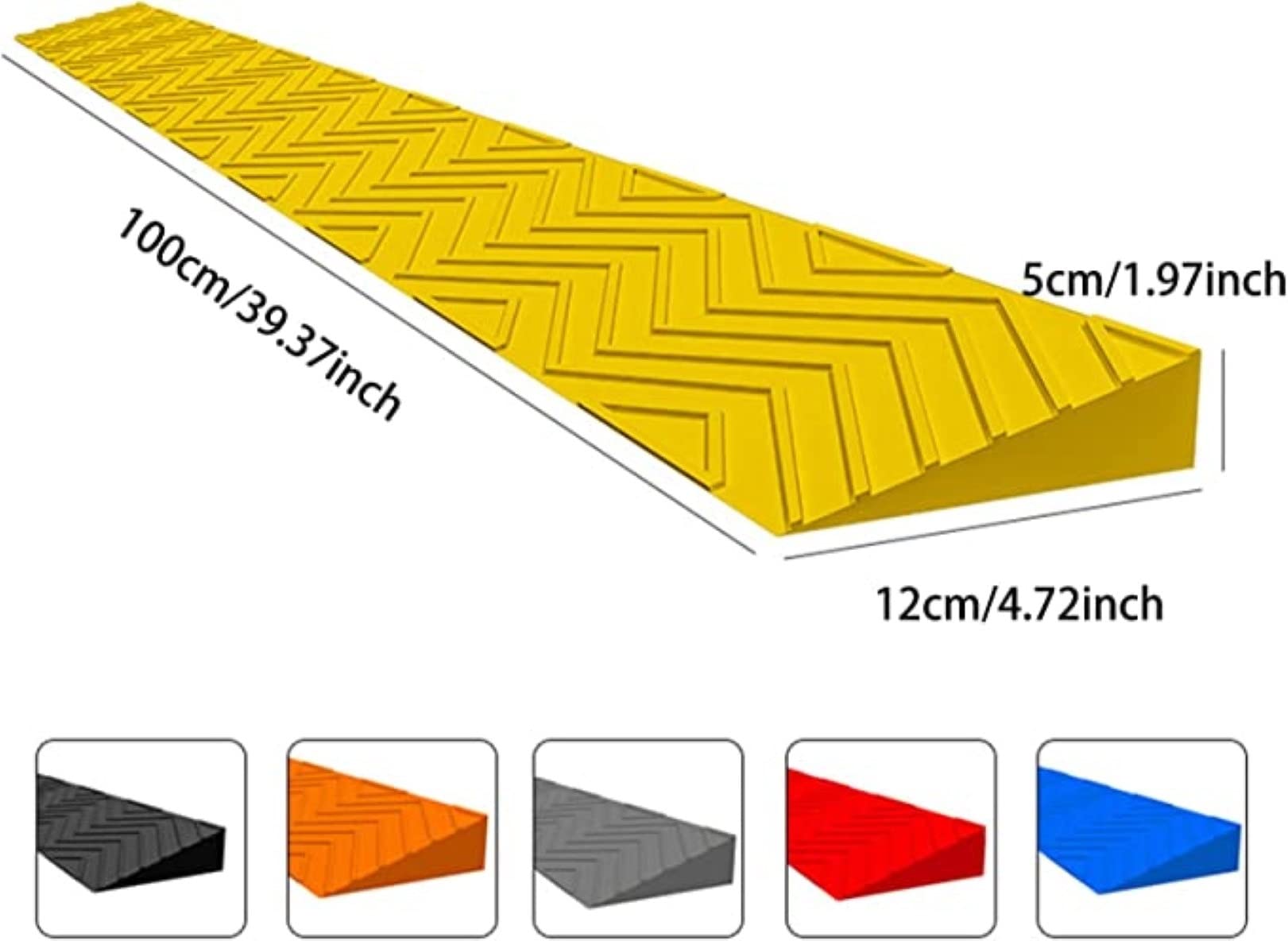 Wytrzymała rampa progowa do drzwi - przenośna gumowa rampa dla wózków inwalidzkich(Black,100 * 12 * 5CM)