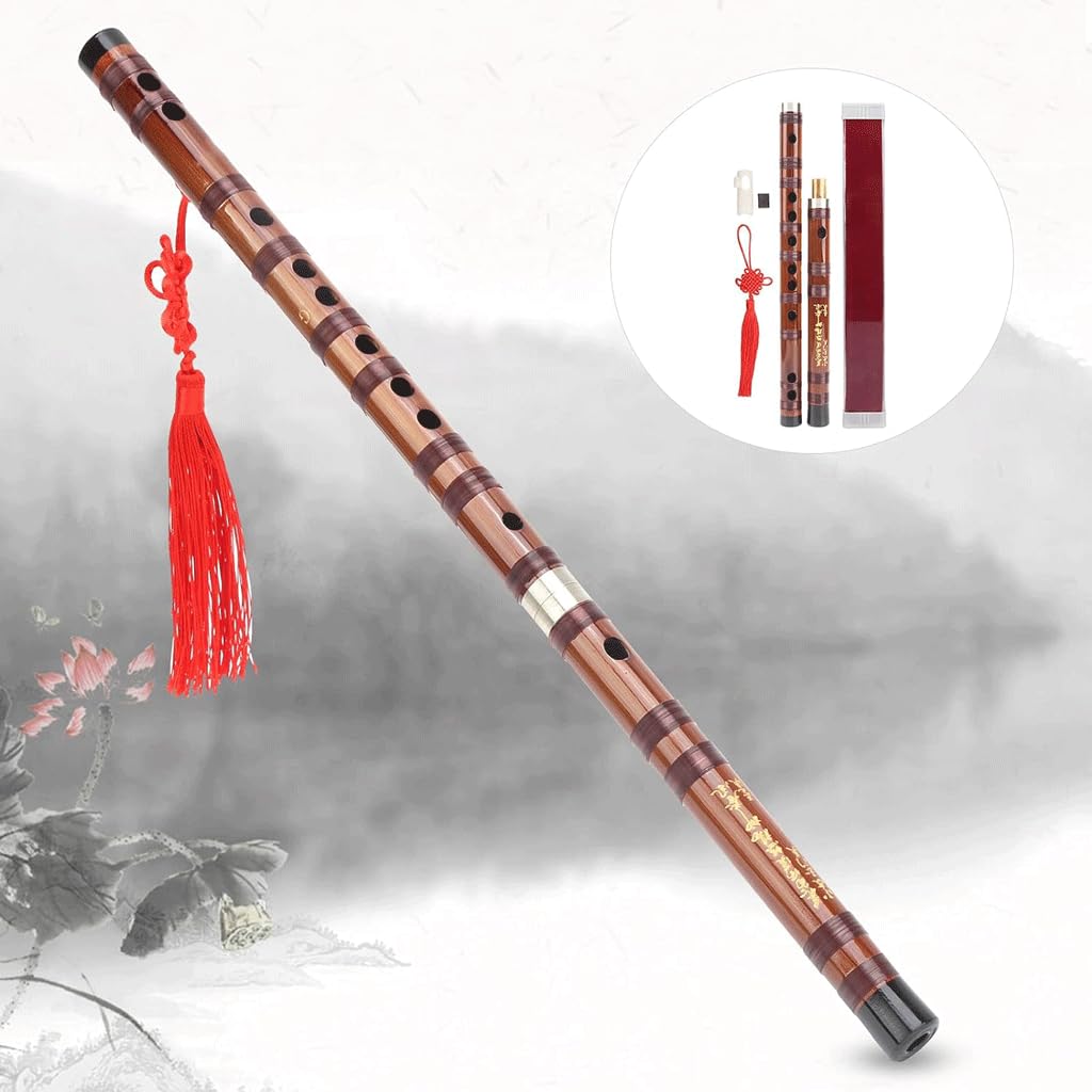 Flauta de bambú Flauta amarga seca Flauta de bambú Conjunto de instrumentos orquestales tradicionales con caja de almacenamiento Kit de flauta
