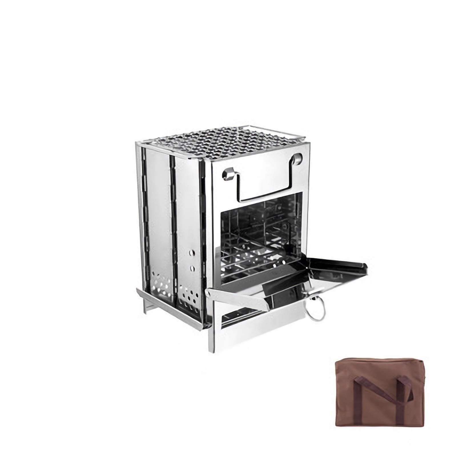 Réchaud à Bois de Camping, réchaud Pliable Portable en Acier Inoxydable, réchaud à Alcool solidifié avec Sac de Rangement pour Barbecue pour randonnée en Plein air, Sac à Dos, Voyage, Pique-Nique.