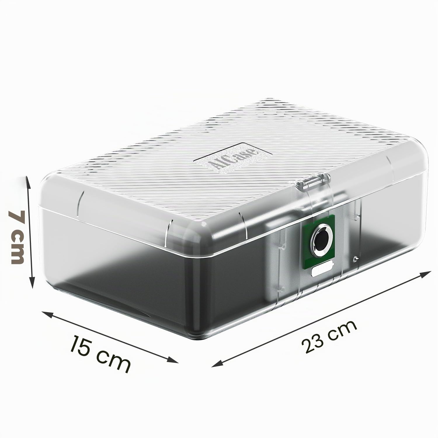 AICase Safe mit biometrischer Fingerabdruckerkennung für Reisen und Zuhause, Tragbare Sicherheitsbox mit Fingerabdruck und Morsecode, Geldkassette, Sicherheitssafe, Tresorfach, Klar