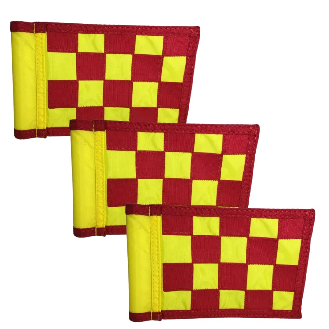 Purchase Green 6”x 8” Checkered Golf Pole Flag 3pack Bundle- UV Resistant, 400 Denier Nylon Material (Red Yellow)