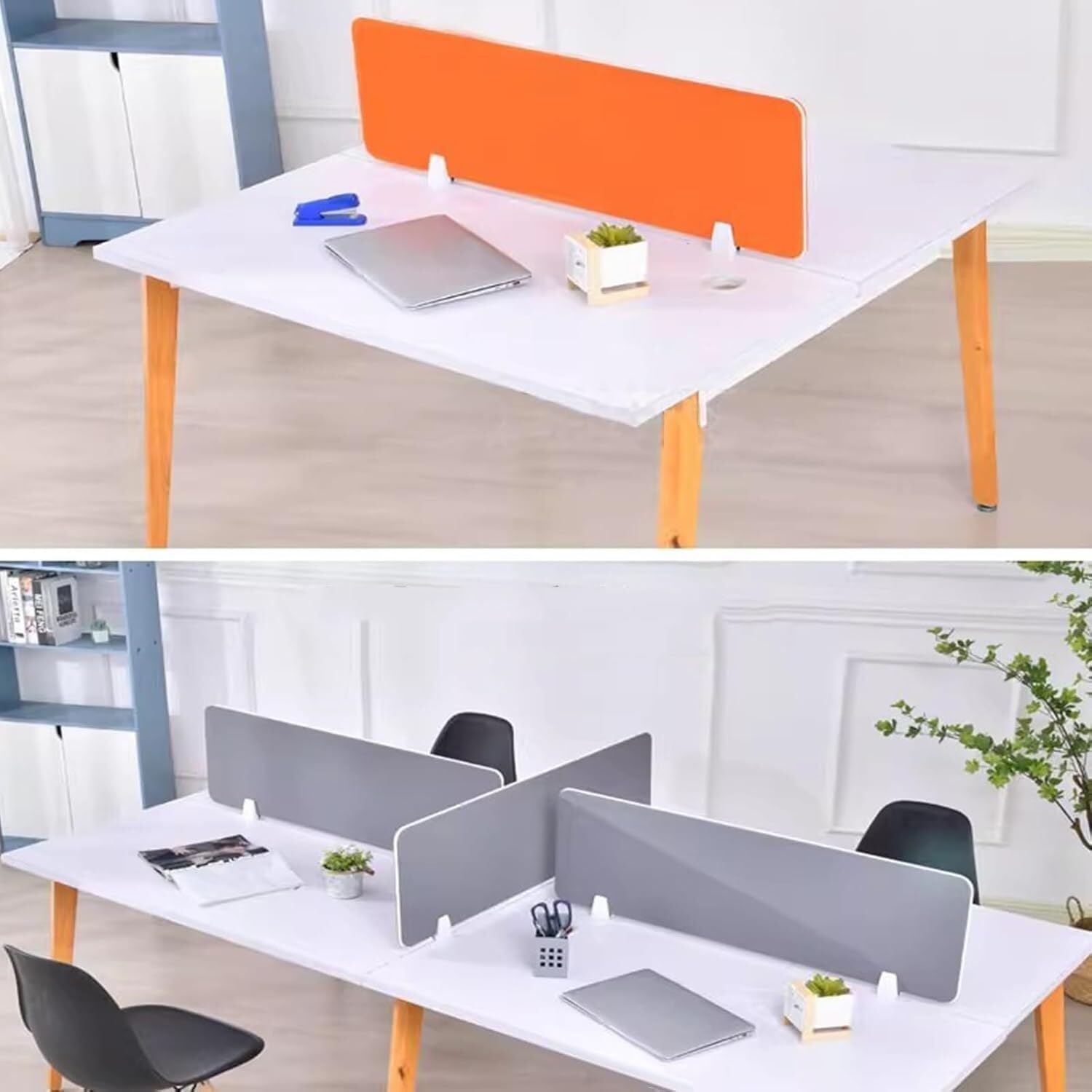 Cloison de séparation de bureau réglable 119,9 x 30 cm – Clôture acoustique insonorisée à clipser pour espaces de travail de bureau, couleur grise, améliore la productivité et la concentration