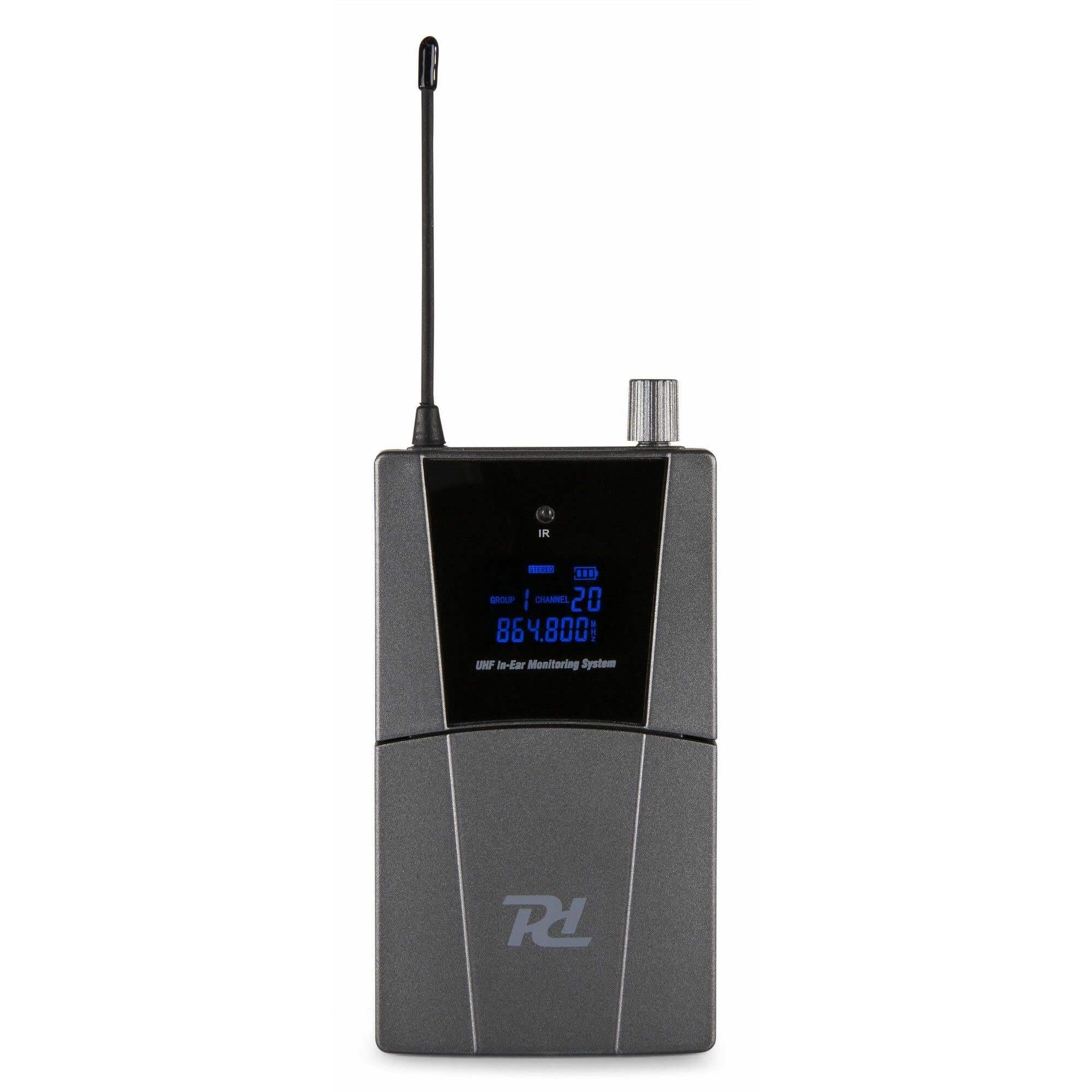 Power Dynamics PD800 Sistema de monitorización In-Ear UHF | Sistema In-Ear UHF, 20 canales, alcance hasta 80 m, incluye transmisor y receptor