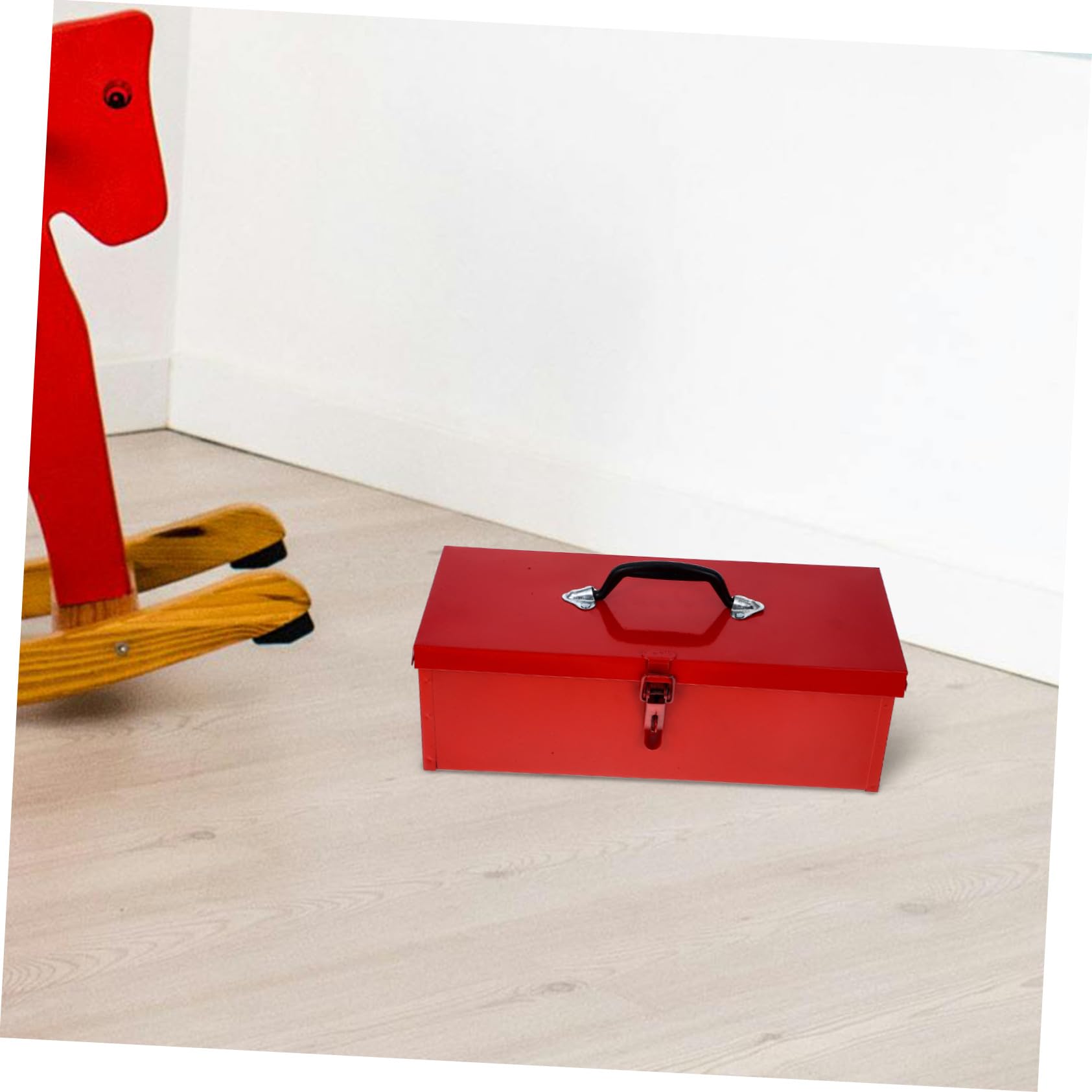 Kisangel Boîte à Outils Portable en Fer Rouge Poignée Confortable