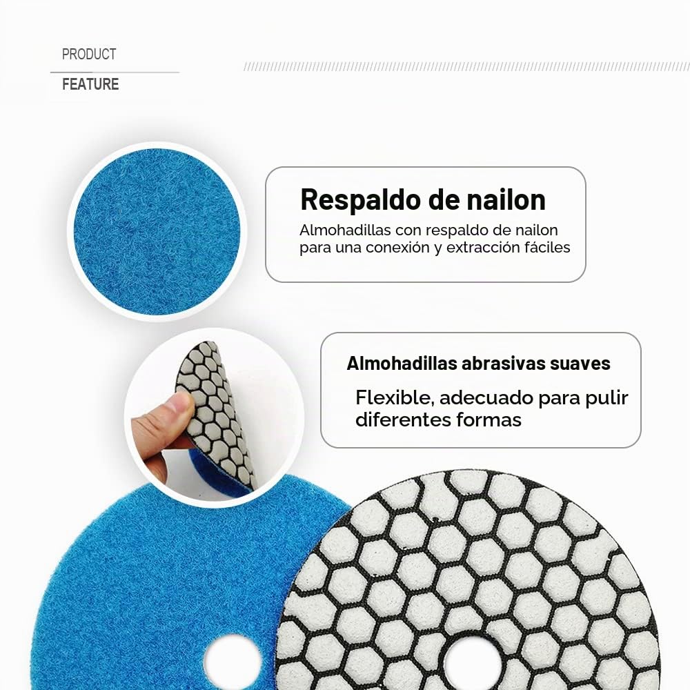 SHDIATOOL Diamante Almohadilla de Pulido 7 Piezas Grano 100 para Pulir en Seco Mármol Granito Piedra Cerámica Dia 100mm/4 Pulgadas