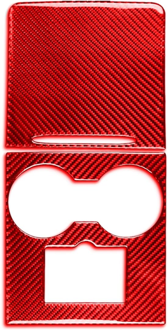 Red Real Carbon Fiber Car Center Console Decoration Panel Compatible with Tesla Model 3 2017-2022 Model Y 2020 2021 2022 2023 2024 Interior Trim Accessories Styble A