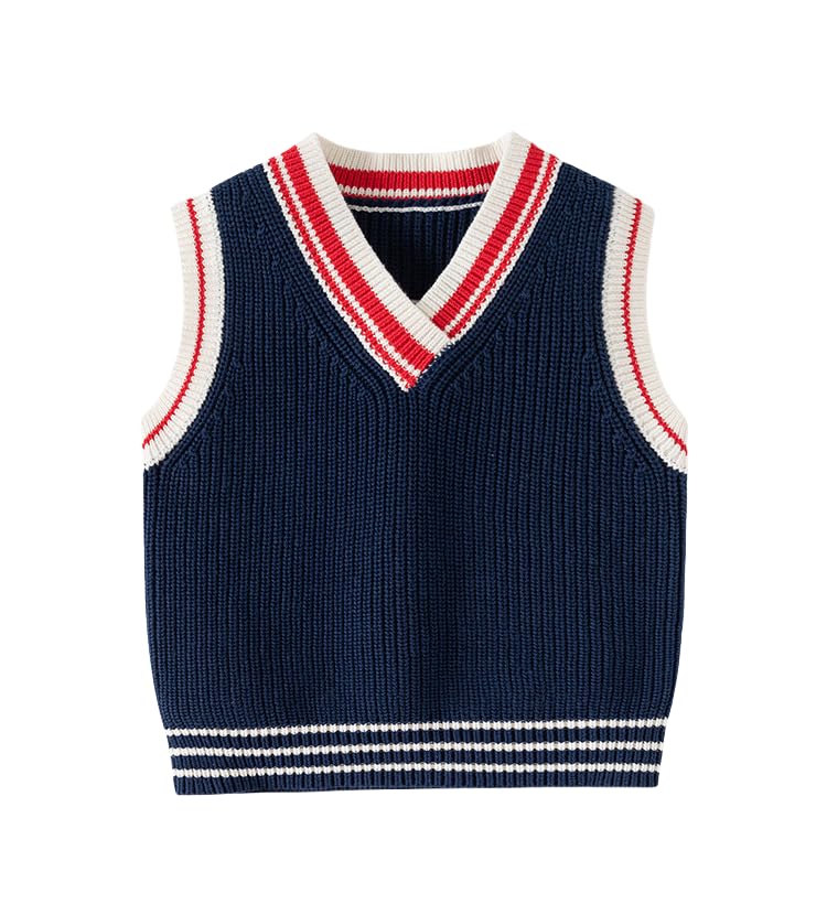 Irsutey Toddler Boys Color Block Knitted Vest Autumn Kids' V - Neck Wool Vest