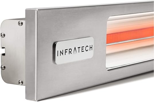Infratech SL-3028 SS Slimline 63.5 Single Element Fixture Electric Patio Heater 3000 Watt, 208 Volt, Silver Finish