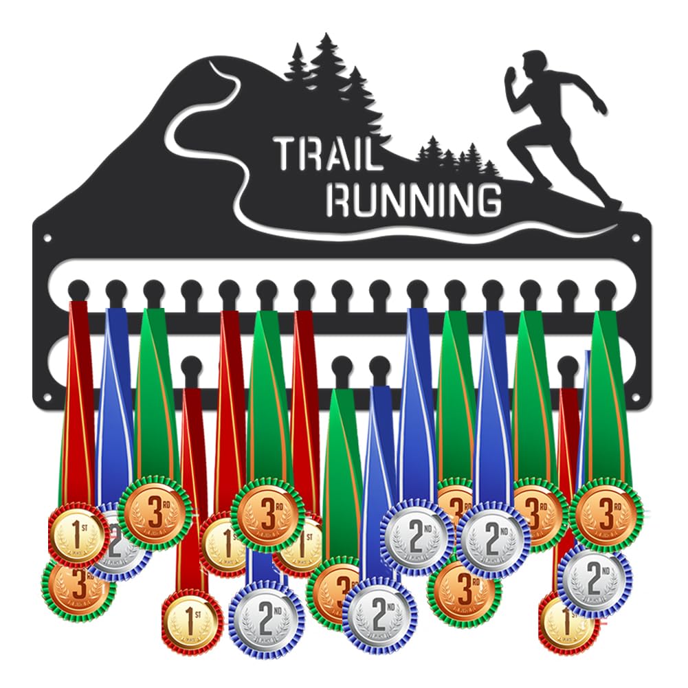 SUPERDANT Porta Medaglie da Parete da Trail Running Espositore per Medaglie Sportive da Corsa in Montagna 30 Gancio Espositore da Parete per Medaglie in Metallo Regali per Atleti