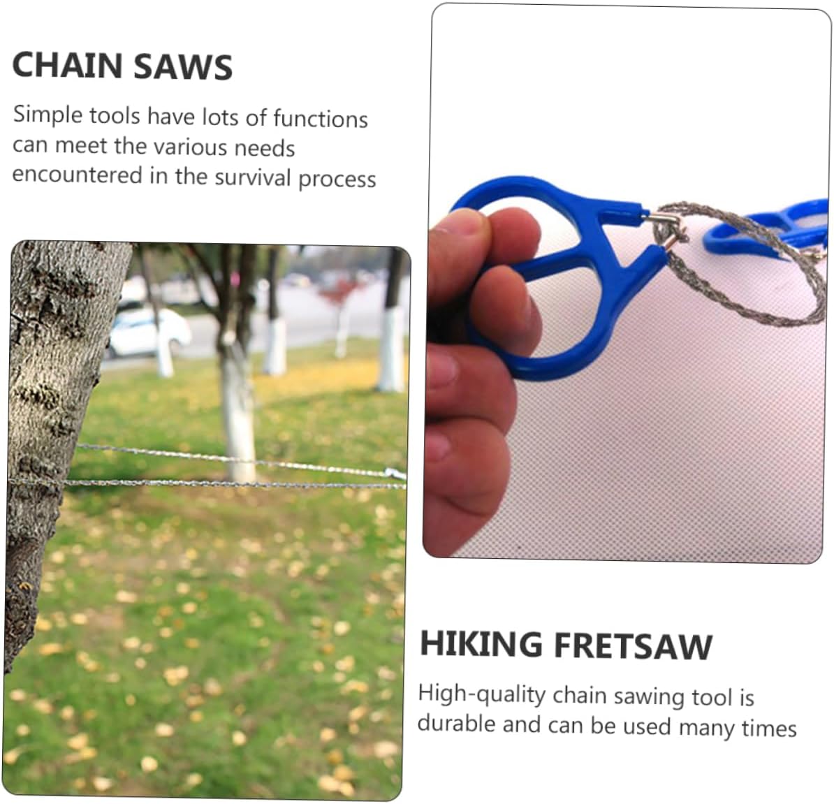 2Pcs Portable Stainless Steel Chain Rope Saws High Strength Survival Saws for Camping Hiking and Outdoor Activities Durable Easy to Use for and Fishermen