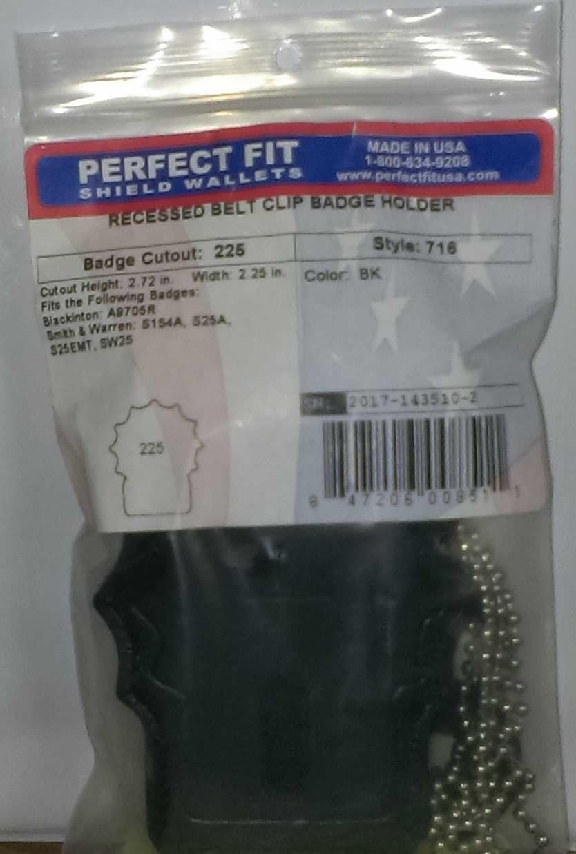 Perfect Fit NYPD Detective Belt Clip Badge Holder with Pocket and Chain (Cutout PF225)