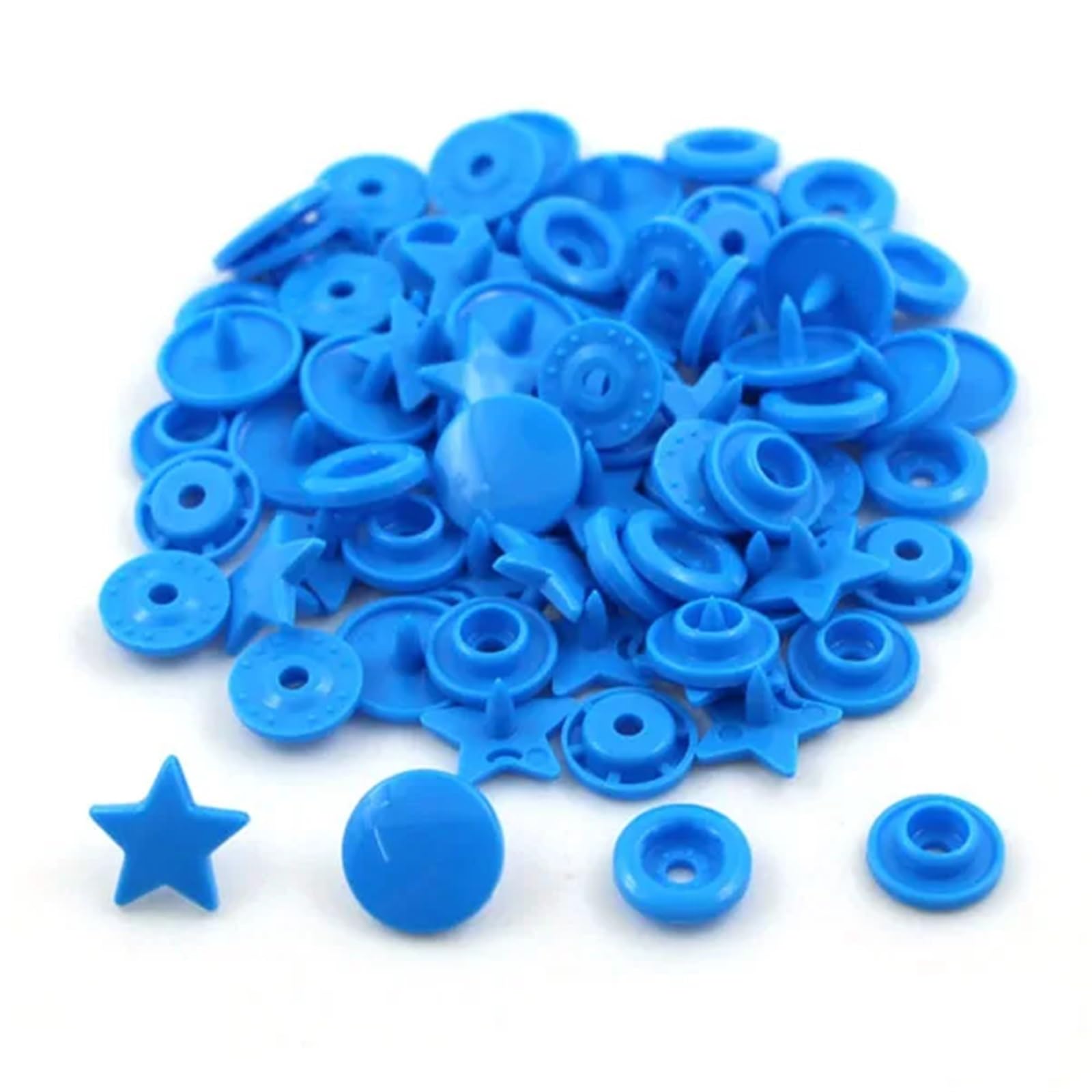 Press Studs Snap 200Sets KAM Star/Heart Snap Button T5 Plastic Decorative Buttons for Clothes Press Studs Fasteners Garment Accessories 15Colors(B8 Star)