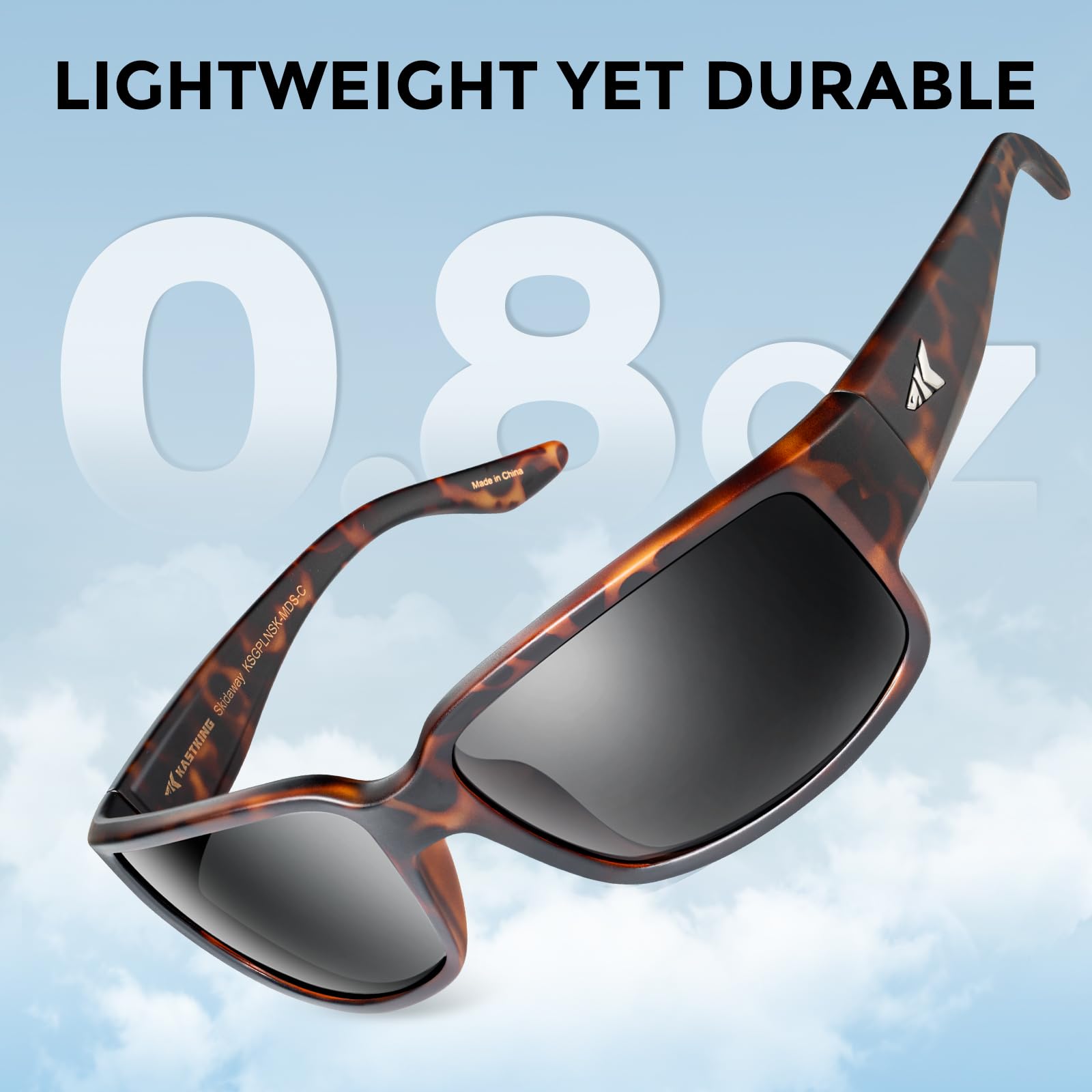 KastKing Gafas de sol deportivas polarizadas Skidaway para hombres y mujeres, ideales para conducción, pesca, ciclismo y correr, protección UV, Marco: Matte Demi / Lente: Humo, Talla única