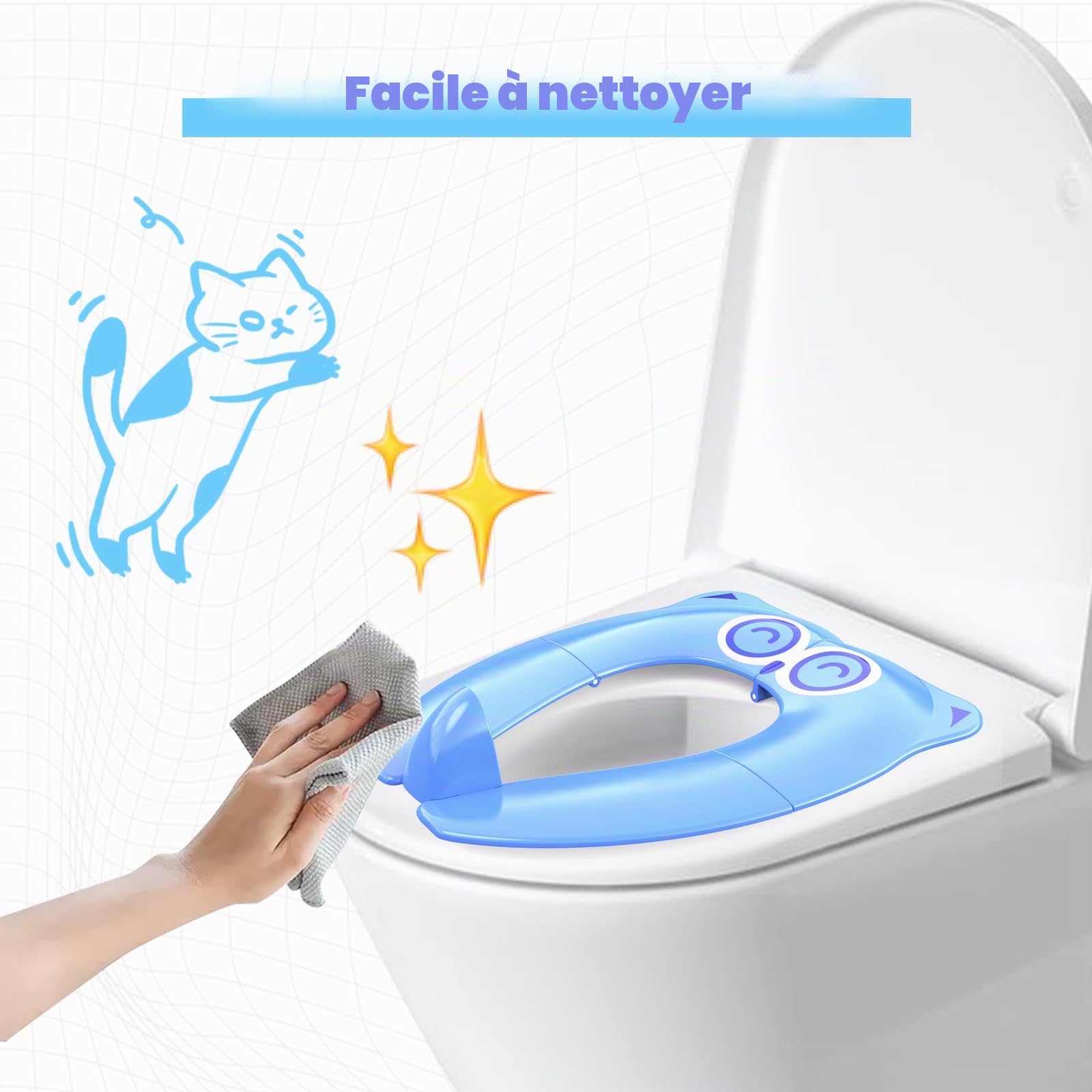SURFOU Reducteur Toilette Enfant Pliable, Bébé Réducteur de WC Voyage Antiderapant, Cuvette Portable Rehausseur Adaptateur Toilet Seat Toddler Bleu