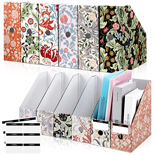 Perkoop 12 Pcs Foldable Magazine File Folders Cardboard Decorative Cute File Folders Letter Size Colored File Folders With 12 Pcs Printable White Sticker Labels For School Office Home (Floral) #TOP30