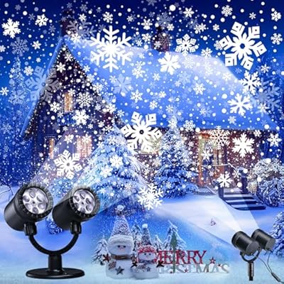 Toodour Snowflake Christmas Projector Lights Outdoor, Double Head Dynamic Snowflake Projector Lights with Timer, Waterproof Holiday Decorative Lighting- Christmas Light for Yard Wall Indoor Xmas Decor
