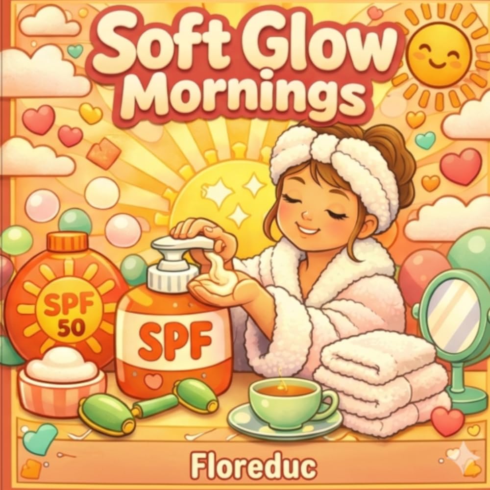 Soft Glow Mornings: A Bold & Easy Coloring Book of Cozy Girls, Chunky Sunscreen Bottles, and Relaxing SPF Self-Care Rituals