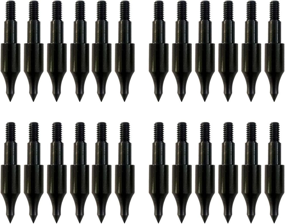 24 Pcs Steel 100 Grain Archery Arrow Field Points Field Tips - Practice Target & Hunting Arrows Heads for Recurve, Compound Bow & Crossbow Bolts Screw-in