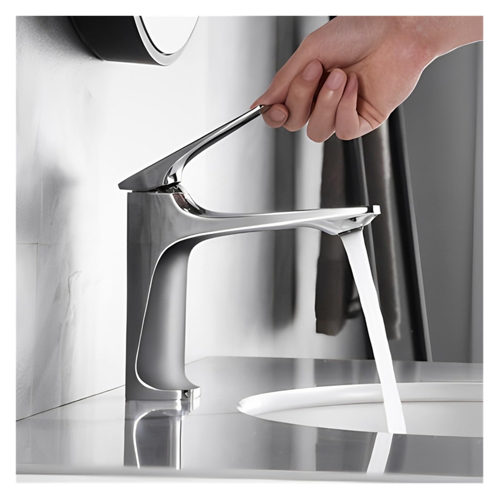 Laighjenbcf Silver Plating Faucet，Brass Core Modern Bathroom Sink Faucet Single