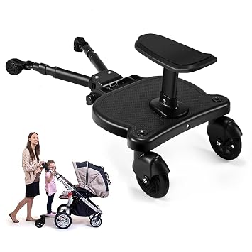 Universal Stroller Board with Detachable Seat,Stroller Board,Buggy Board Suitable for Most Brands of Strollers, Holds Children Up to 55lbs Black