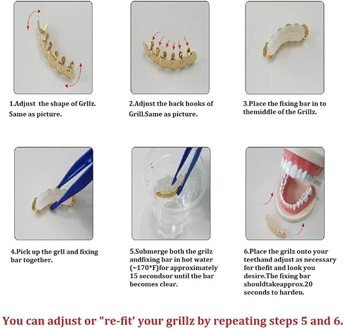 Juego de Grillz para Dientes Hip Hop Chapado en Oro 18K miniatura 7