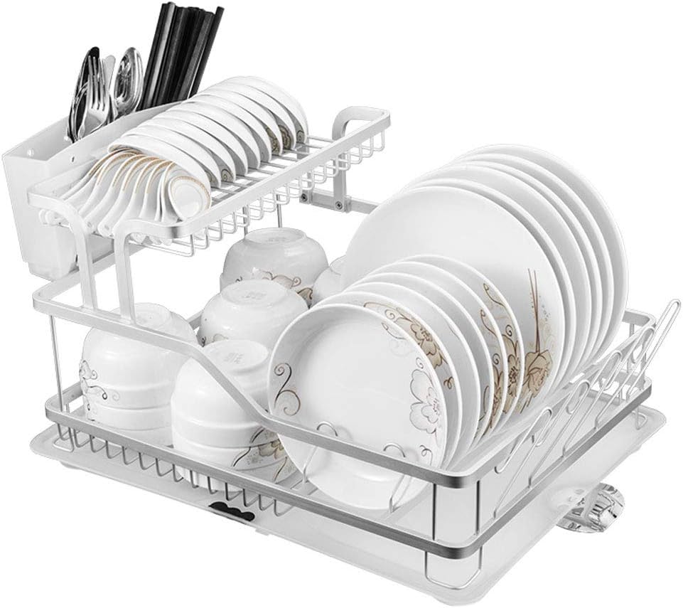 Space Aluminum Kitchen Racks Dish Rack Kitchen Supplies Drain Bowl Rack Cupboard Tray Storage Rack V