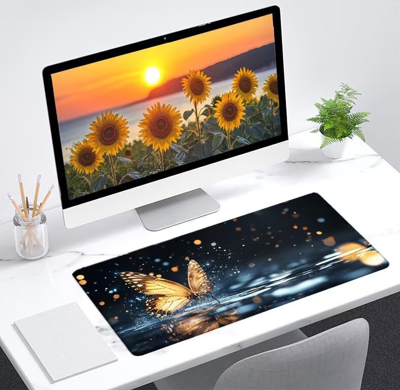 Desk mat grand format papillon RêVe pour harmoniser votre bureau d'ordinateur