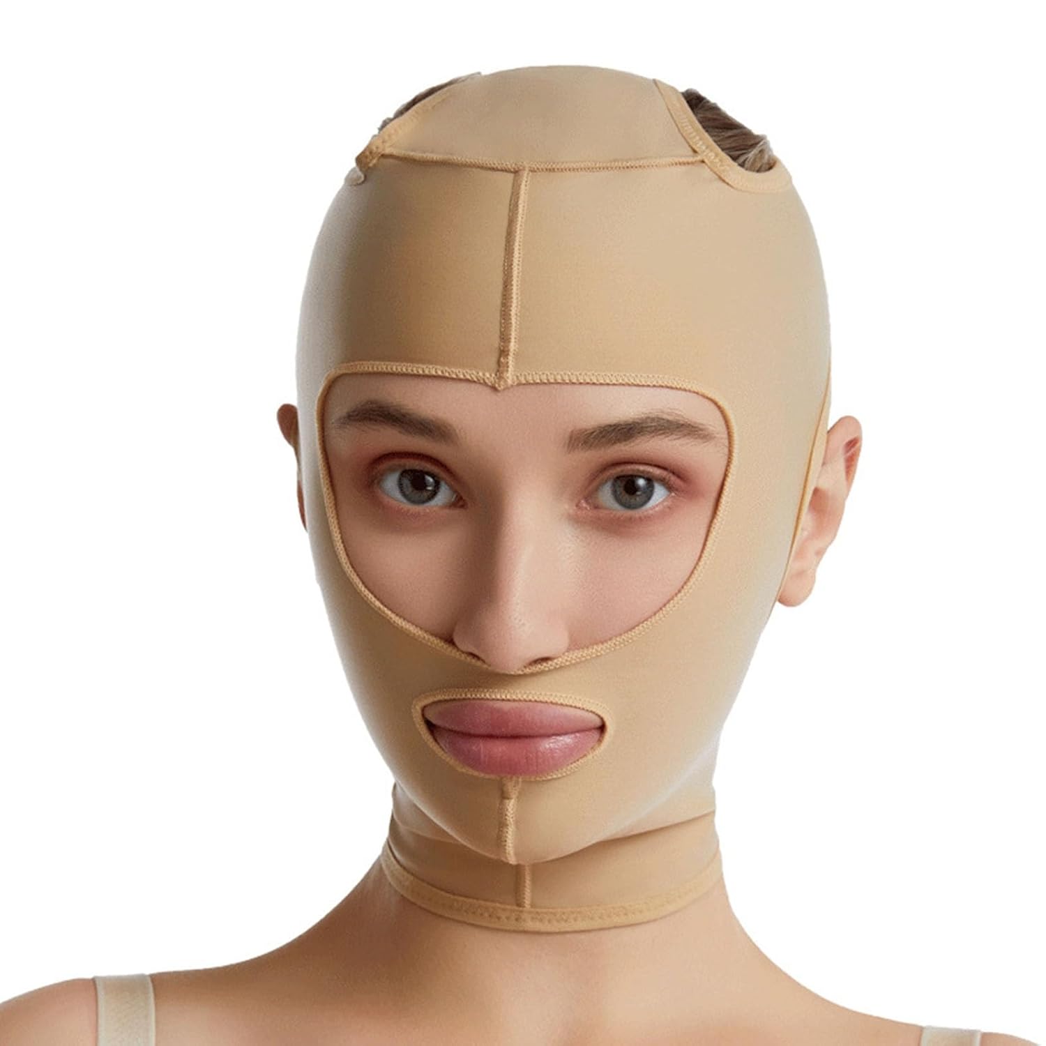 Lipo Facial Compression Full Face Lift Strap Neck And Chin Cover Wrap Toning Belt Bandage for Face Slimmer Jowl Tightening Enhances Recovery(Medium)