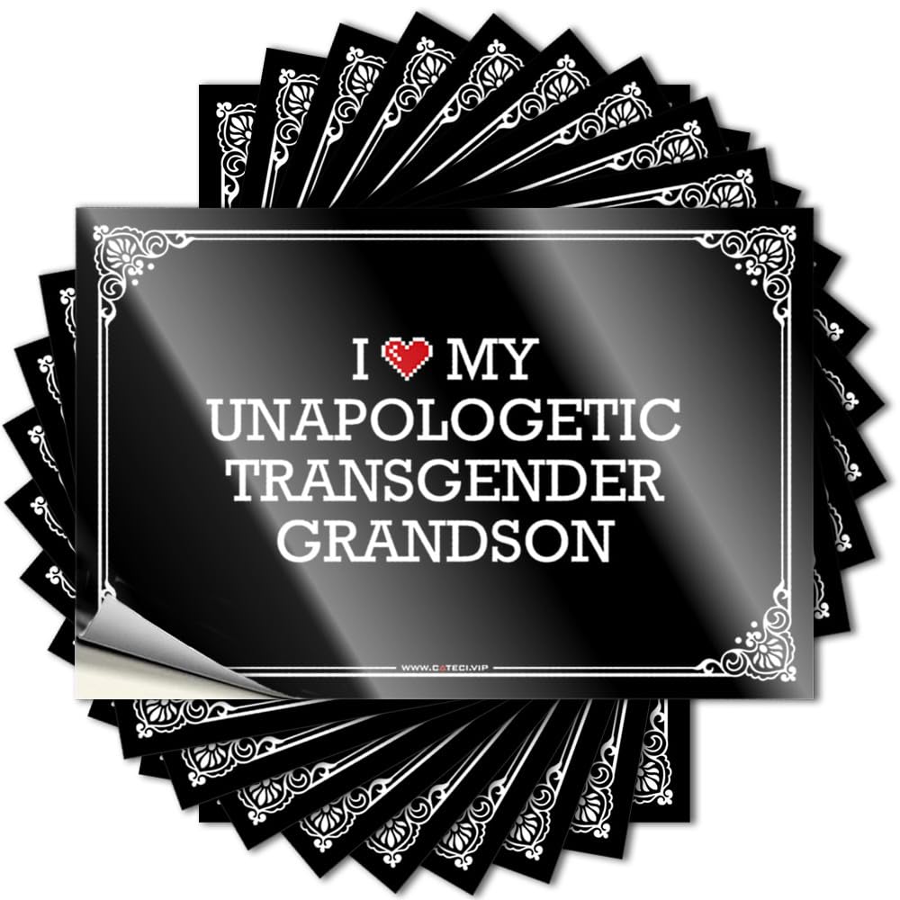 I Love My Unapologetic Transgender Grandson Punk Cool Room Stuff - Tattoo Laptop Removable Vinyl Decal(12X18CM)