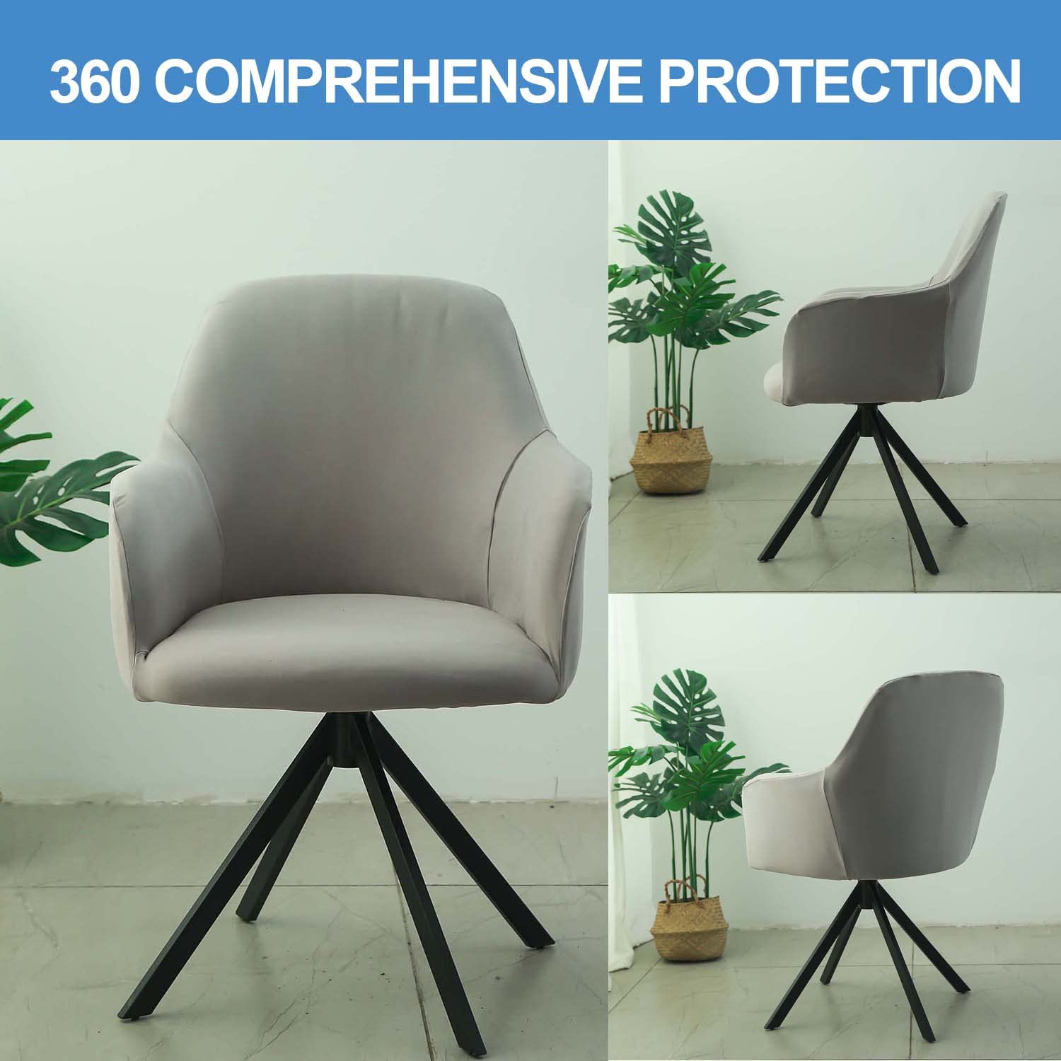 Fundas de Silla Estampadas para Comedor con Brazos Juego de 4/6/2 Elásticas con Reposabrazos Curvos Y Respaldo Alto para El Hogar La Cocina Y La Oficina Color 1 6 Unidades