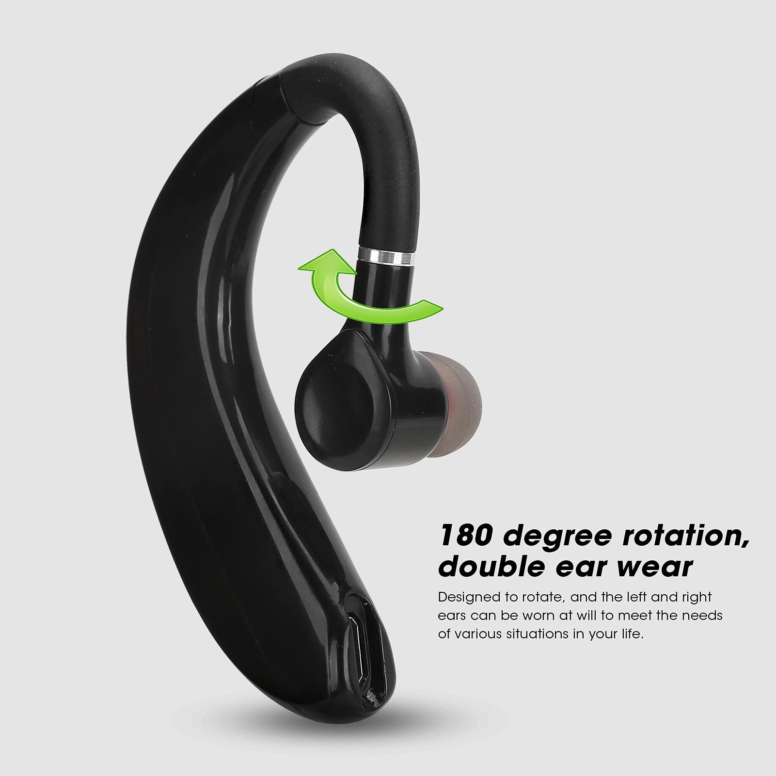 Goshyda Écouteurs sans Fil, Bluetooth 5.0 Rotation à 180 Degrés Réduction du Bruit Oreille Unique Casque D'écoute pour Affaires Parler Sports