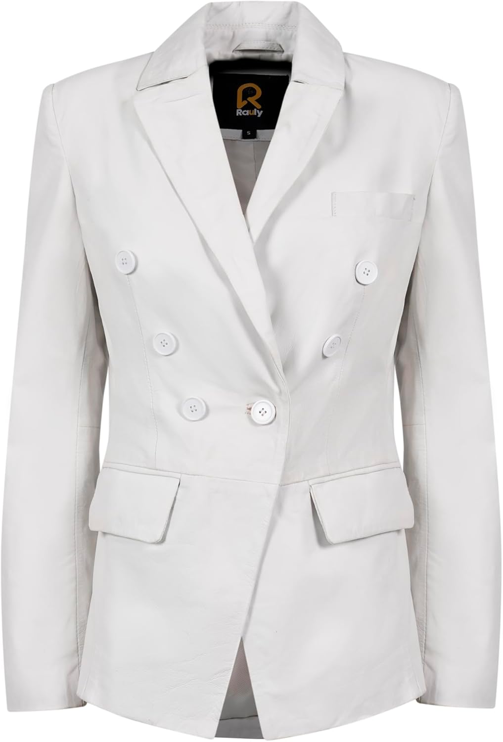 Rauly Women’s Genuine Leather Blazer Jacket –Double-Breasted Leather Coat for Women