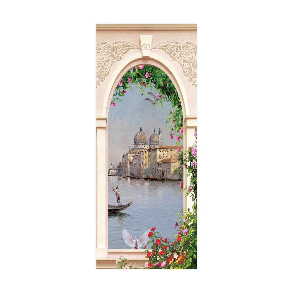 Poster Trompe l'oeil Porte Salon et Cuisine avec Effet Arche 3D Réaliste