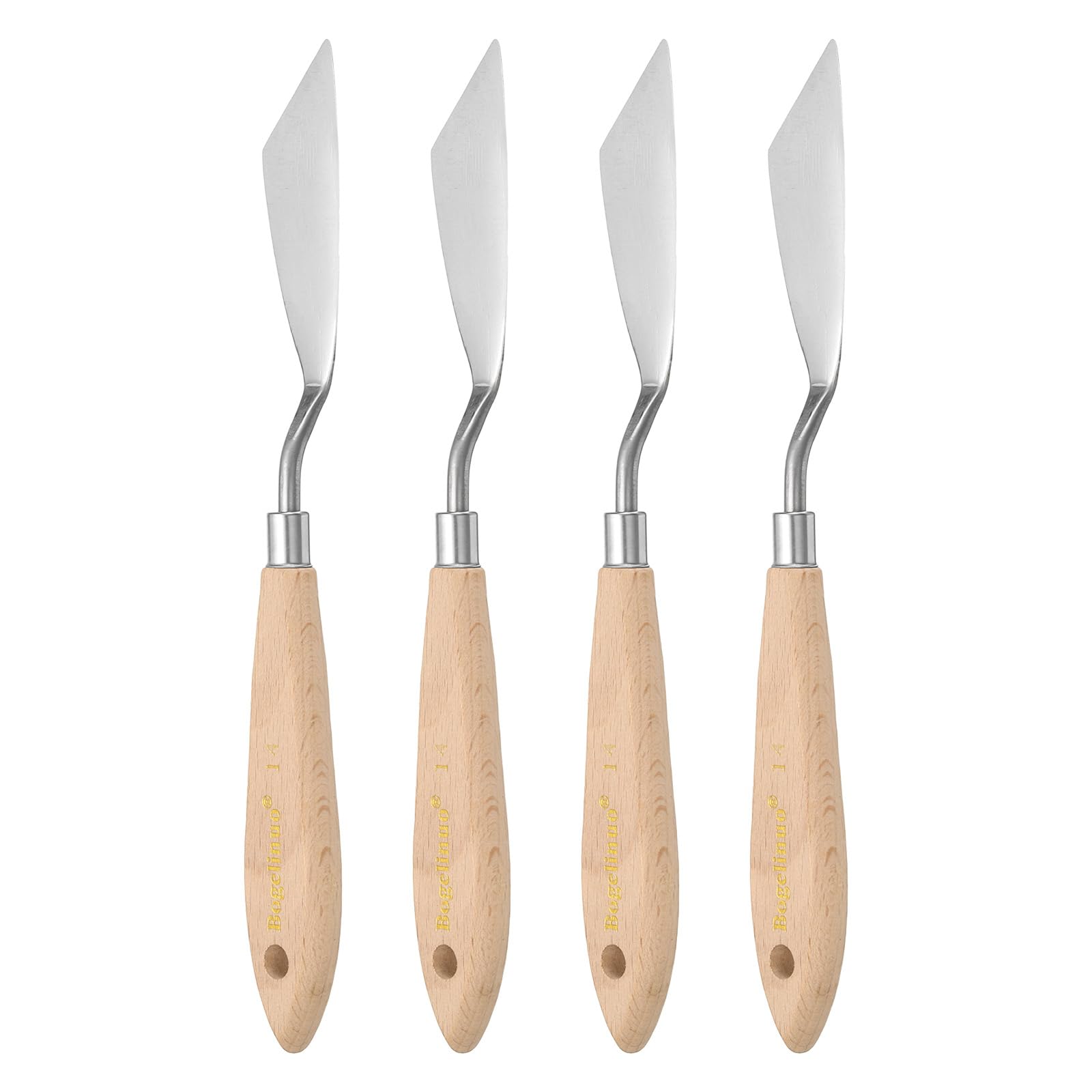 HARFINGTON 4pcs 14# Painting Palette Knife Pointy Slant Stainless Steel Art Spatula Painting Pallet Knives Scrapers Tools with Plastic Handle for Acrylic Oil Canvas Mixing Spreading