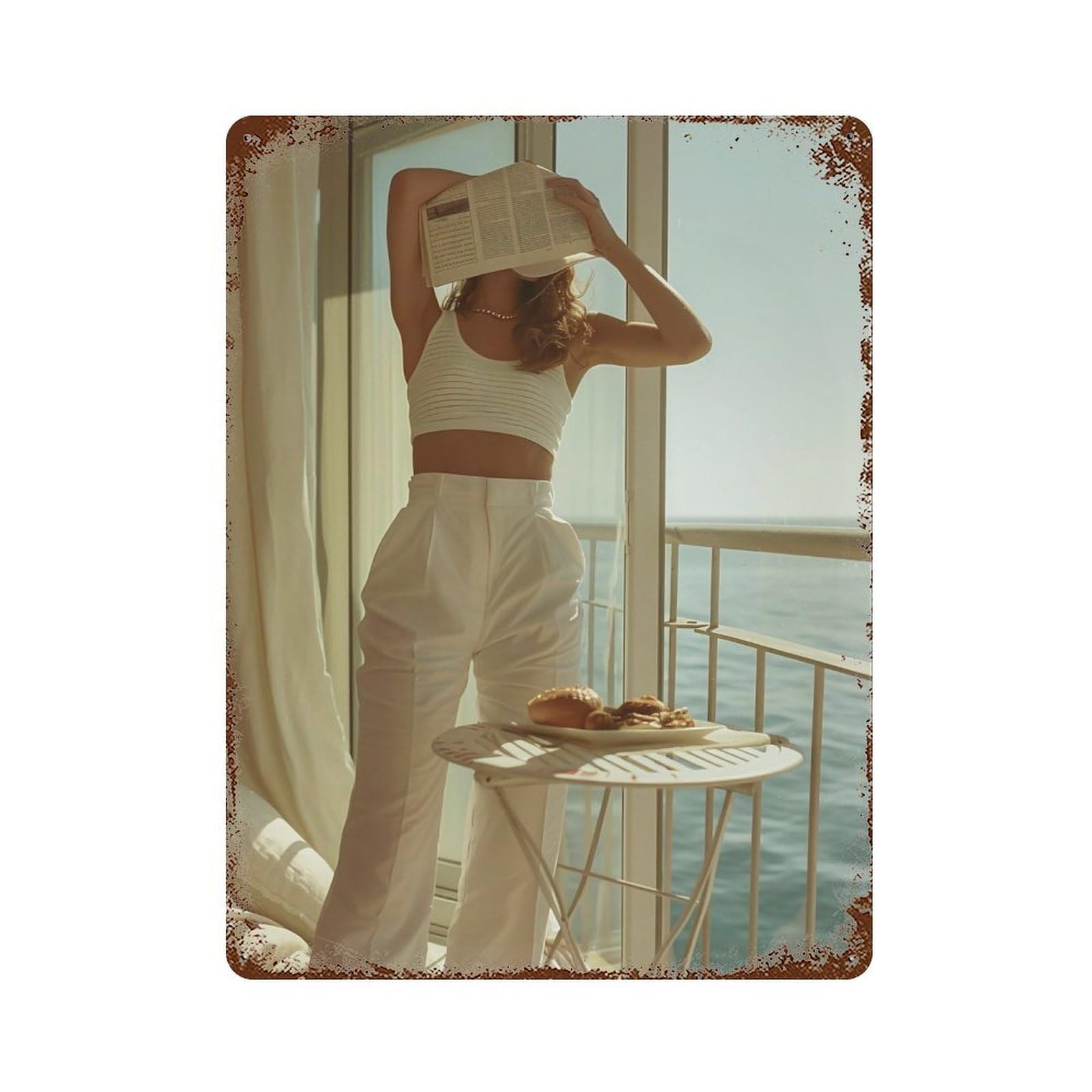 FHUYEURHRY Italian Seaside Fashion Editorial 01 Wall Decor Retro Iron Vintage Art Metal Tin Sign Poster Modern Home Cofffee Club Art Bar Shop Decorations Style-44 40x30cm
