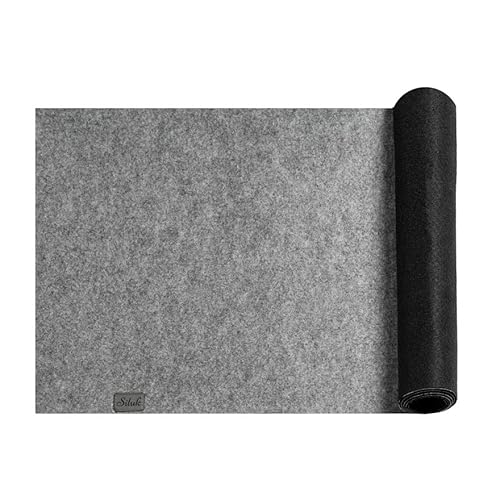 Camino de mesa de fieltro lavable mantel silencioso gris resistente al calor, protección de mesa (negro/gris, 40 x 150) Cover