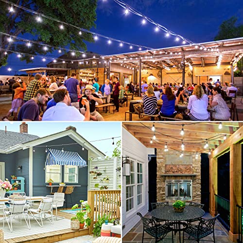 Lakumu 2-Pack 96Ft Outdoor String Lights With Waterproof Shatterproof Dimmable 5000K Daylight White E12 Filament S14 Led Bulbs For Backyard Hanging Lights Linkable Patio Lights For Deck Bistro Pergola #TOP6