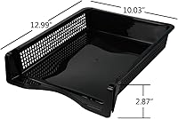 Vista 2 de Qskely Paquete de 6 bandejas de papel apilables de plástico negro, bandeja organizadora apilable para oficina, bandeja de escritorio