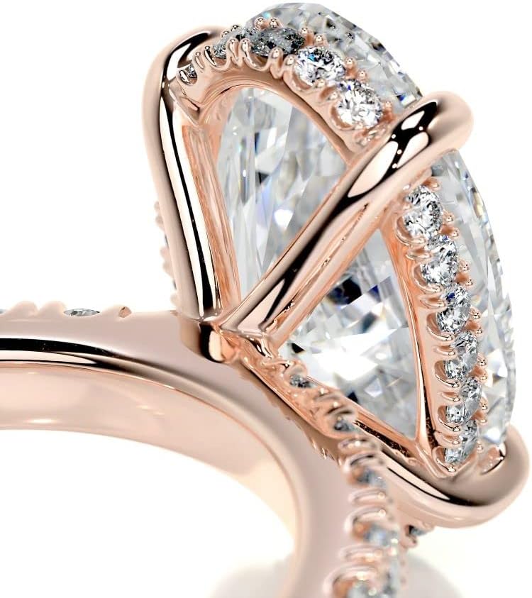 2CT-4CT Oval Cut Solitaire Hidden Halo Engagement Ring Handmade Wedding Ring for Women Anniversary Promise Gifts for Her Moissanite