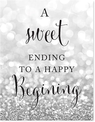 Miniatura 8 de Andaz Press Letreros de fiesta de boda, purpurina plateada brillante, 8.5 x 11 pulgadas, letrero de mesa de postre de recepción de barra de