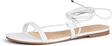 PARTY Women's Strappy Sandals Lace Up Flats Tie Up Open Toe Ankle Strap Shoes