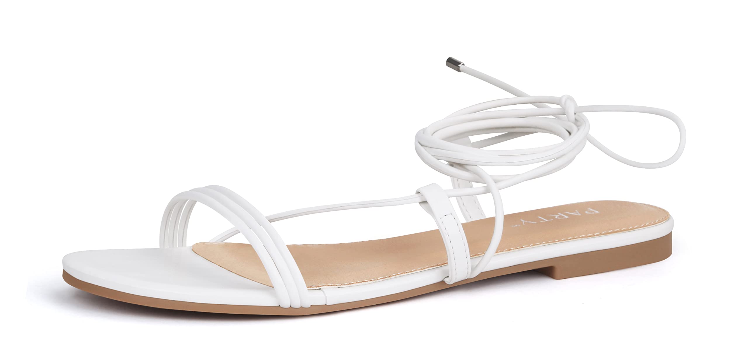 PARTY Women's Strappy Sandals Lace Up Flats Tie Up Open Toe Ankle Strap Shoes