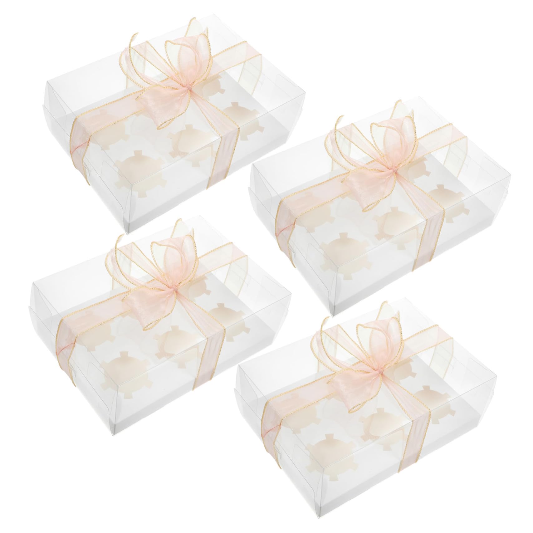 ABOOFAN 4pcs Clear Cupcake Boxes Bakery Carrier for Treats Muffins Donuts Sturdy Easy to Assemble Dessert Containers for Presentations Safe Material for Lasting Use