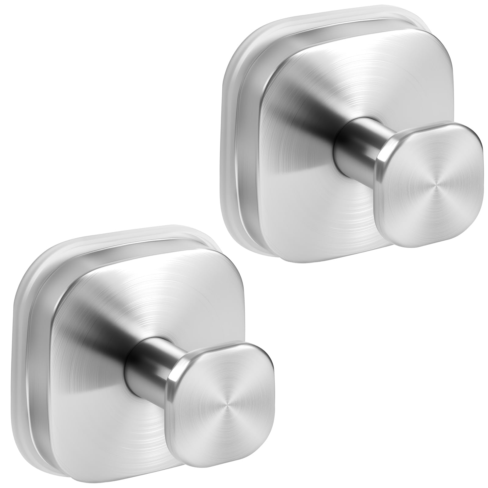 VOSEPO Suction Cup Hooks for Shower, No-Drill Towel Hooks for Bathrooms, Kitchen, Glass Door, Mirror, Tile, Shower Suction Hooks for Hanging Towels, Robe, Loofah, Wreath (Brushed Nickel, 2 Pack)